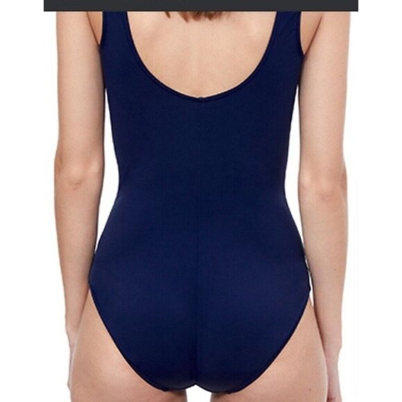 GOTTEX Surplice One Piece Swimsuit Size 6 Navy & White Nautical Padded Swimsuit. - Picture 5 of 7